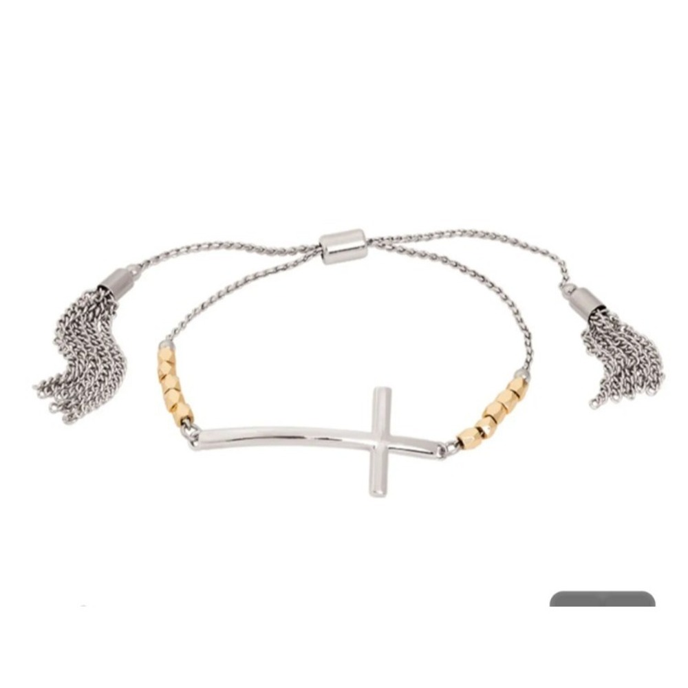 Park Lane Miracle Bracelet Gold Silver Tone Cross Adjust To Fit NWT